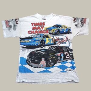 VINTAGE Dale Earnhardt 1996 T-Shirt Times May Change NASCAR All Over Print XL